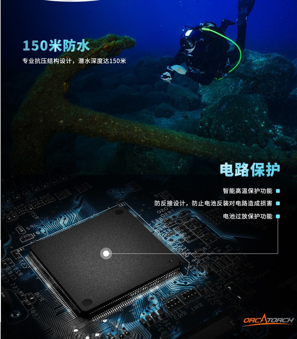 D700潛水手電筒，D700休閑潛水手電筒，D700潛水燈，D700潛水攝影燈，D700手持手電，OrcaTorch木瓜视频