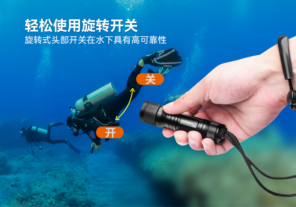 D560迷你手電筒，小巧迷你潛水手（shǒu）電筒，潛水手（shǒu）電筒，虎（hǔ）鯨OrcaTorch