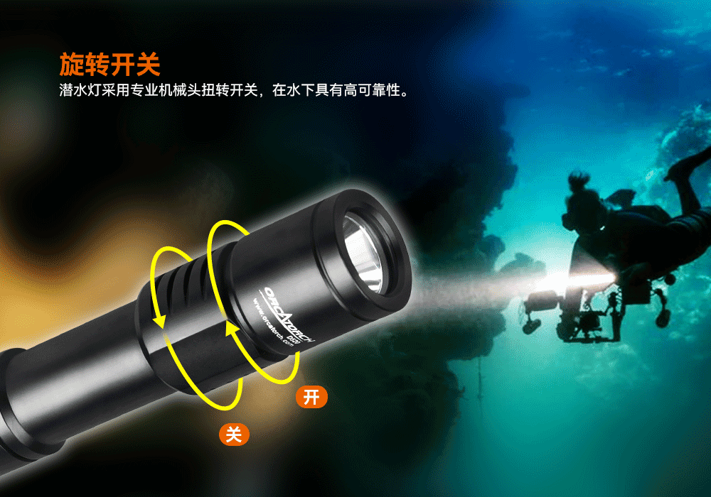 木瓜视频（jīng）OrcaTorch D520迷你潛水手電，小巧手電筒，便捷式潛水手電筒（tǒng），洞穴潛水燈（dēng）
